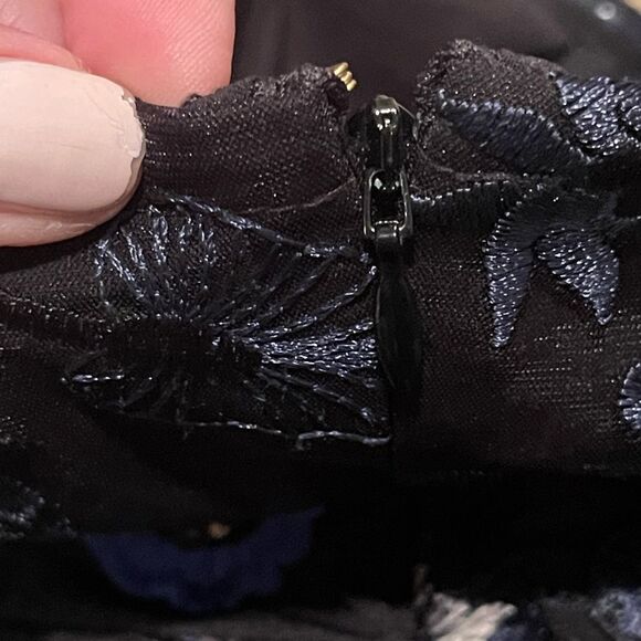 For Love & Lemons Black Embroidered Sequin BOTANIC Micro Mini Fit Flare Dress S - Picture 12 of 16